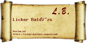Licker Balázs névjegykártya